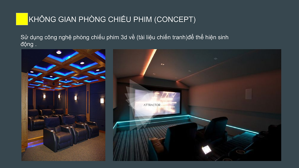 Concept thiết kế phòng chiếu phim 3D tái hiện tài liệu chiến tranh sinh động tại không gian bảo tàng