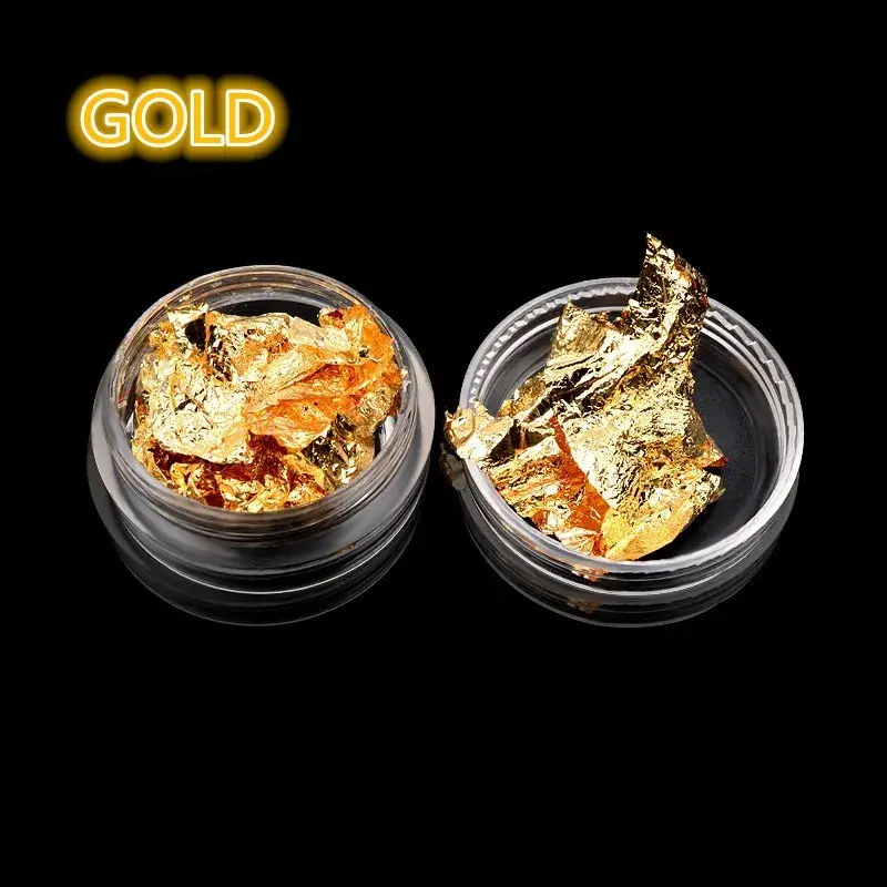 Thumbnail: 1 Box Gold Silver Irregular Aluminum Foil Paper Nail Art Sticker