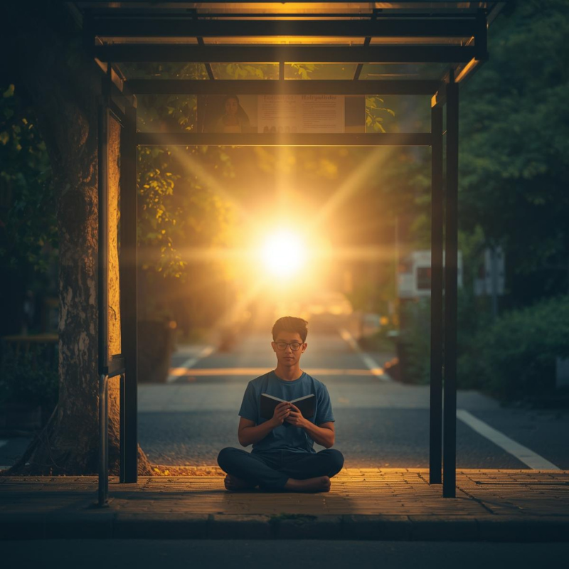 finding meditation at the bus stop by Canva