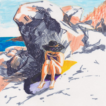 On the rocks by the sea