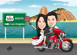 Noivos c/ cenário e veículo