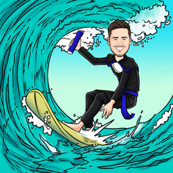 caricatura administração surfista