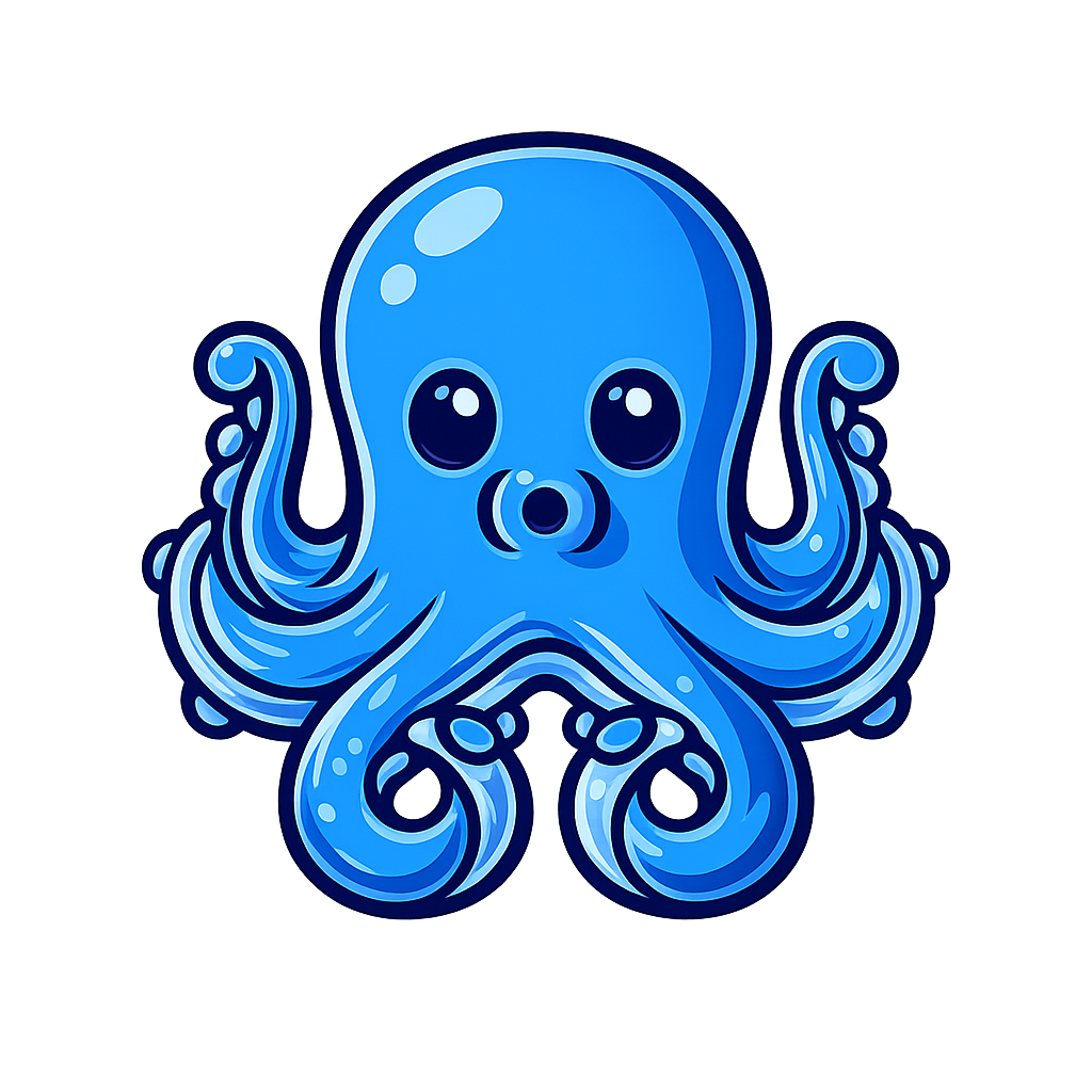 Blue cartoon octopus logo design.png