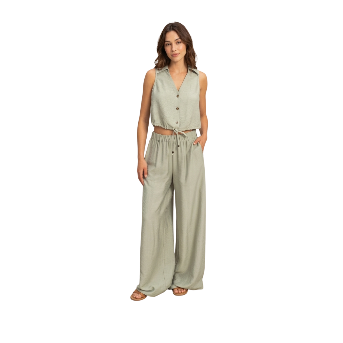 Conjunto pantalón y blusa sin mangas
