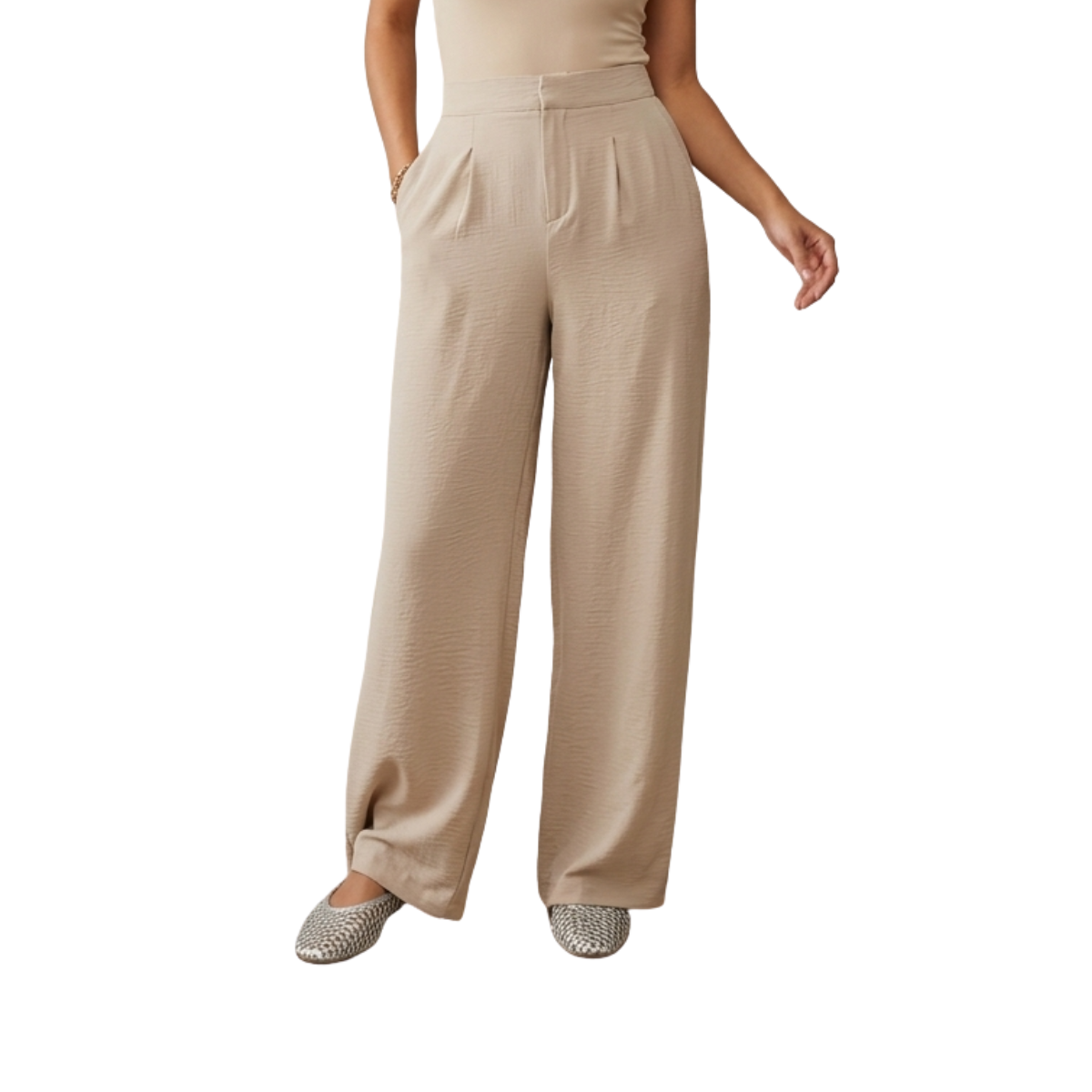 Pantalón wide leg Beige