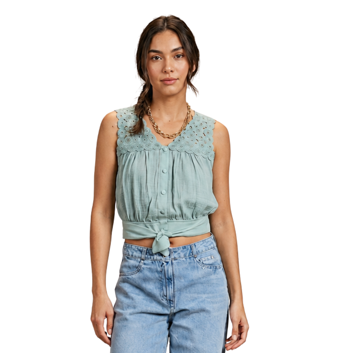 Blusa sin mangas cuello v