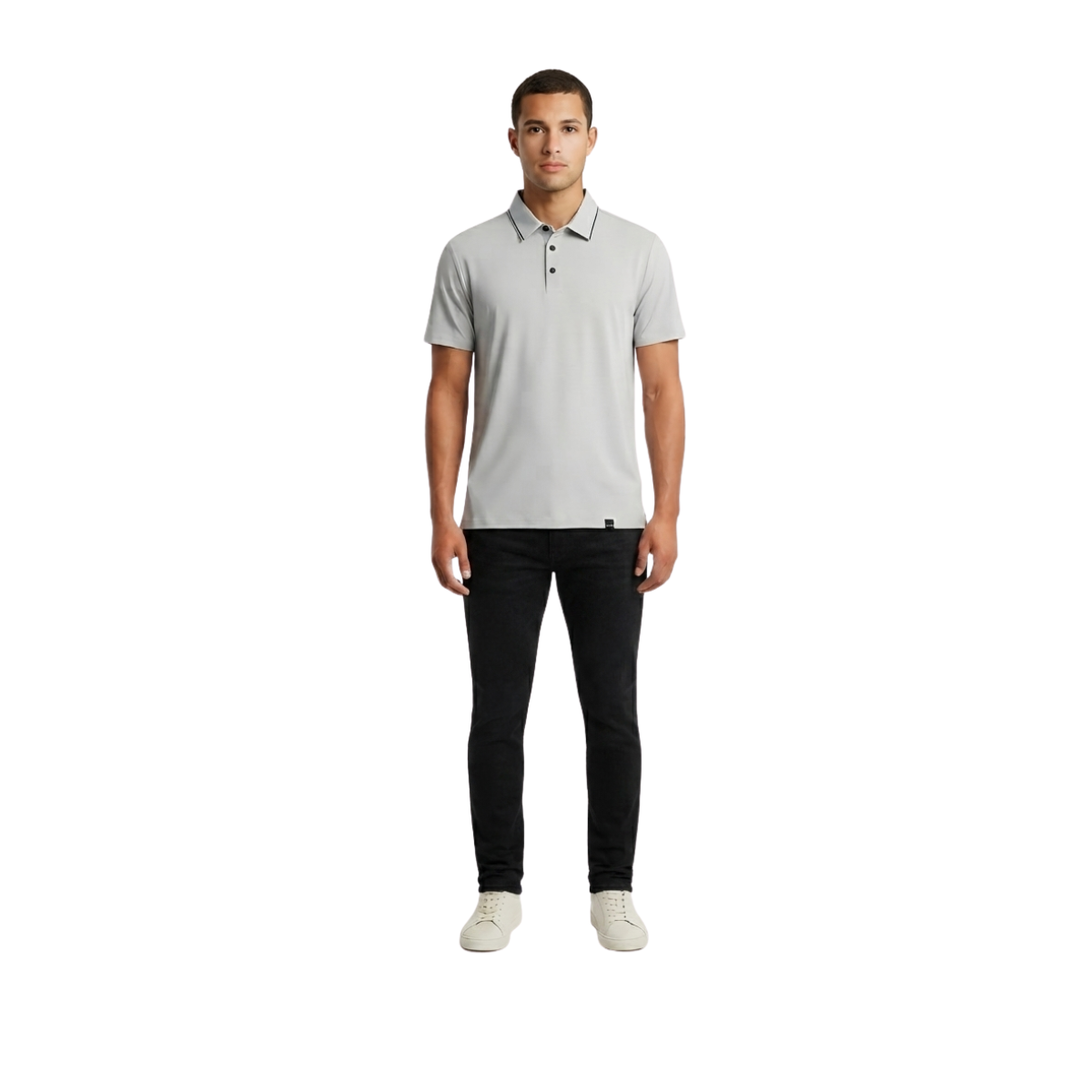 Playera cuello polo gris claro