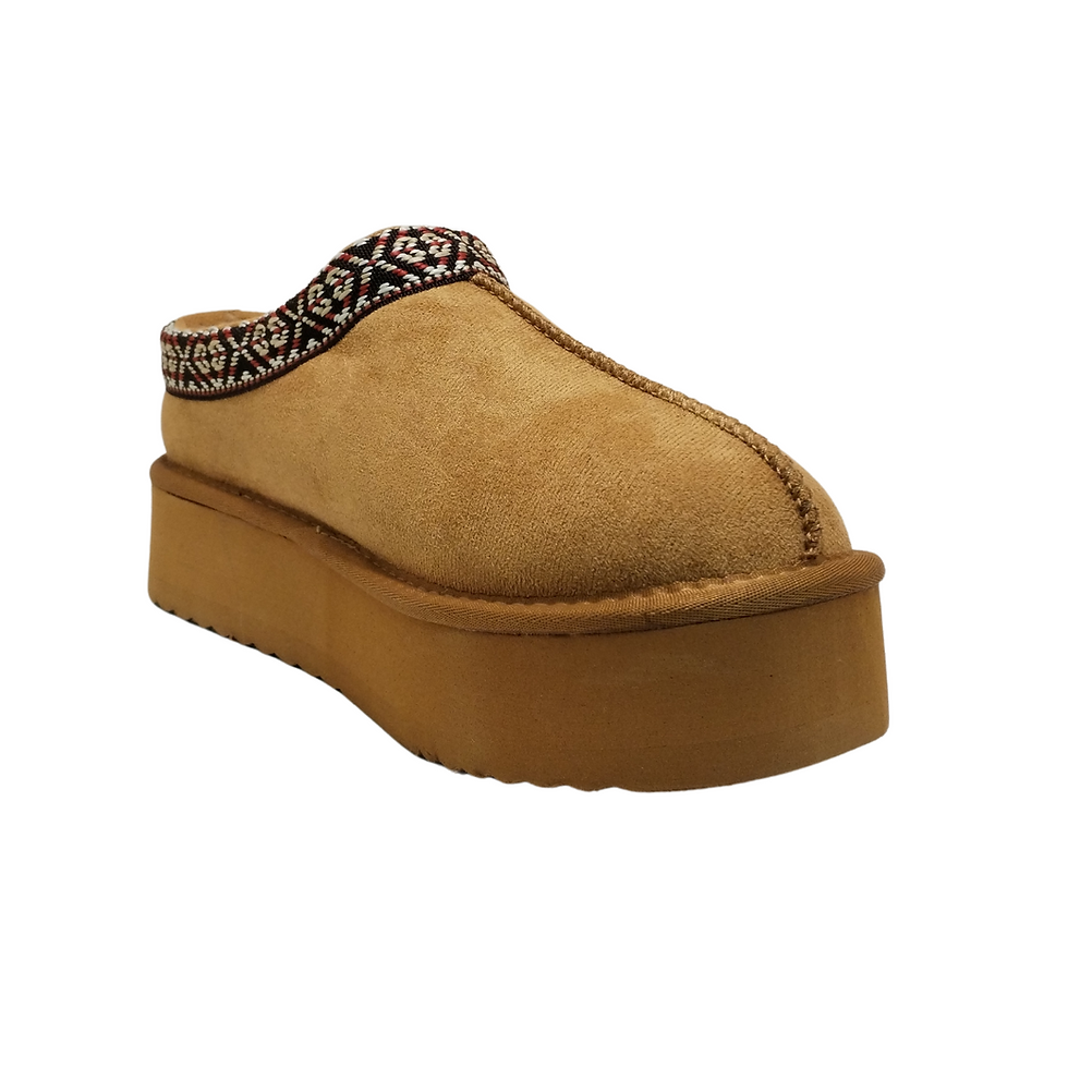 Botín estilo ugg borrego sin talón mujer costado derecho
