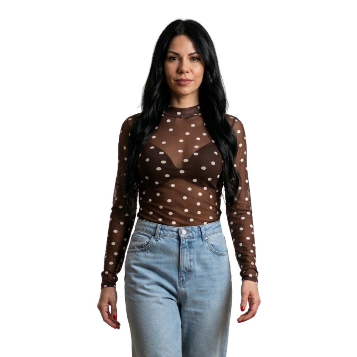 Blusa manga larga polka dots lunares