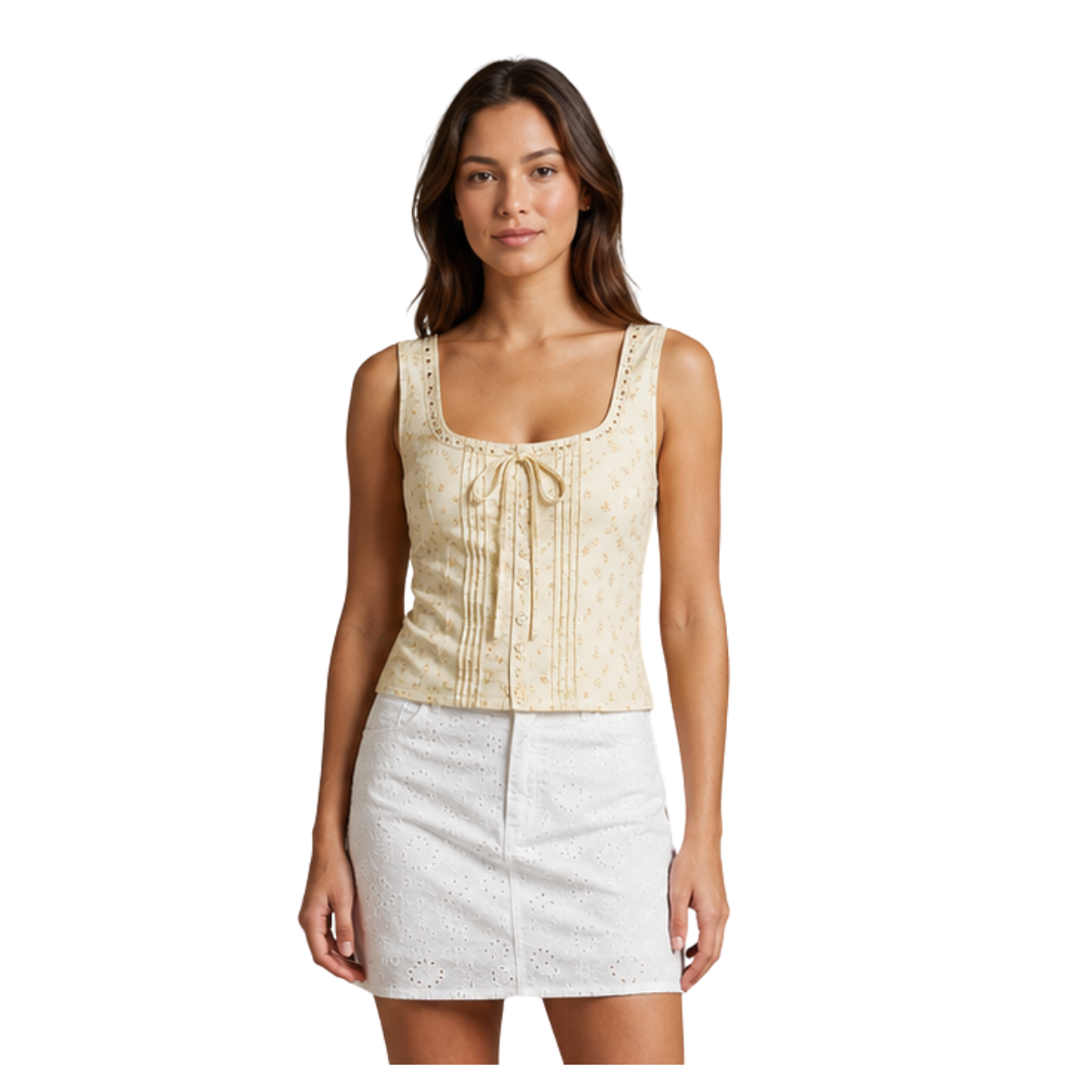 Blusa amarilla cuello cuadrado