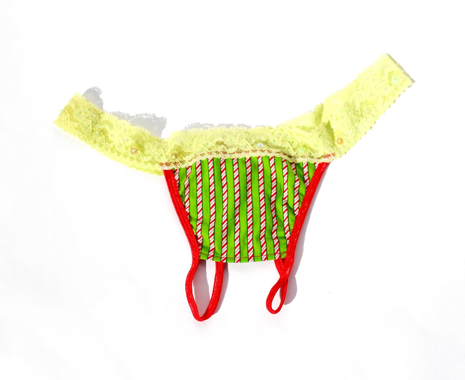 Crotchless Panty | Candy Cane Cotton