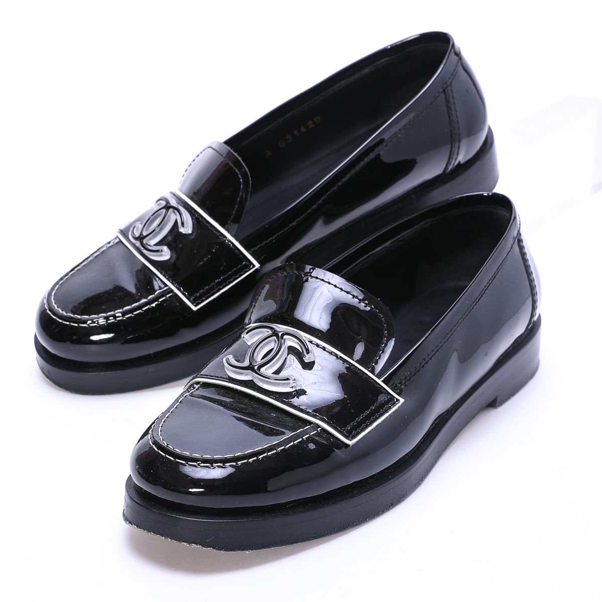 シャネル CC ココマーク パテントレザー ローファー シューズ ブラック 黒 サイズ36.5 G31420 CHANEL