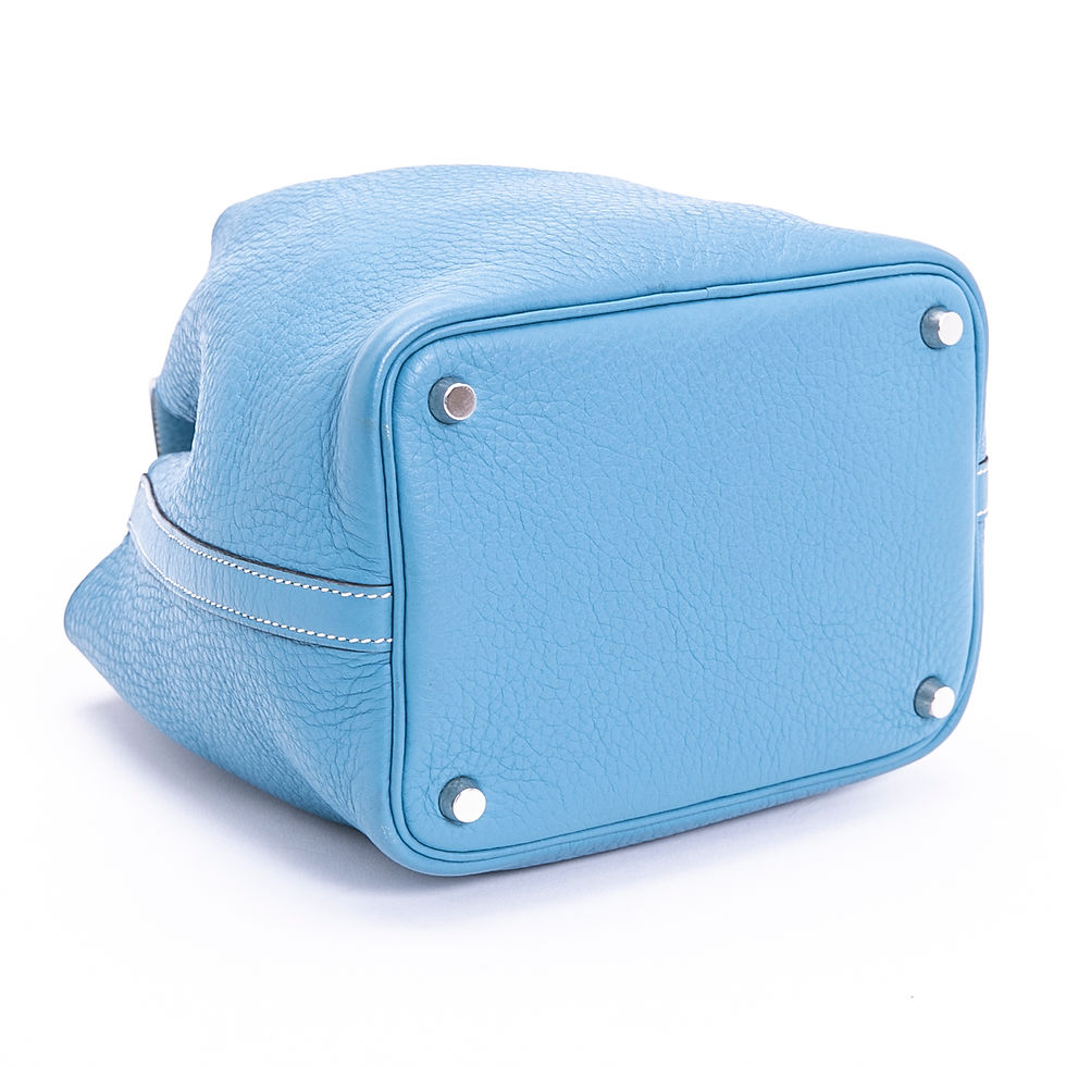 サムネイル： エルメス ハンドバッグ ピコタンPM 推定トリヨンクレマンス □F刻印 ブルー系 ホワイトステッチ シルバー金具 HERMES