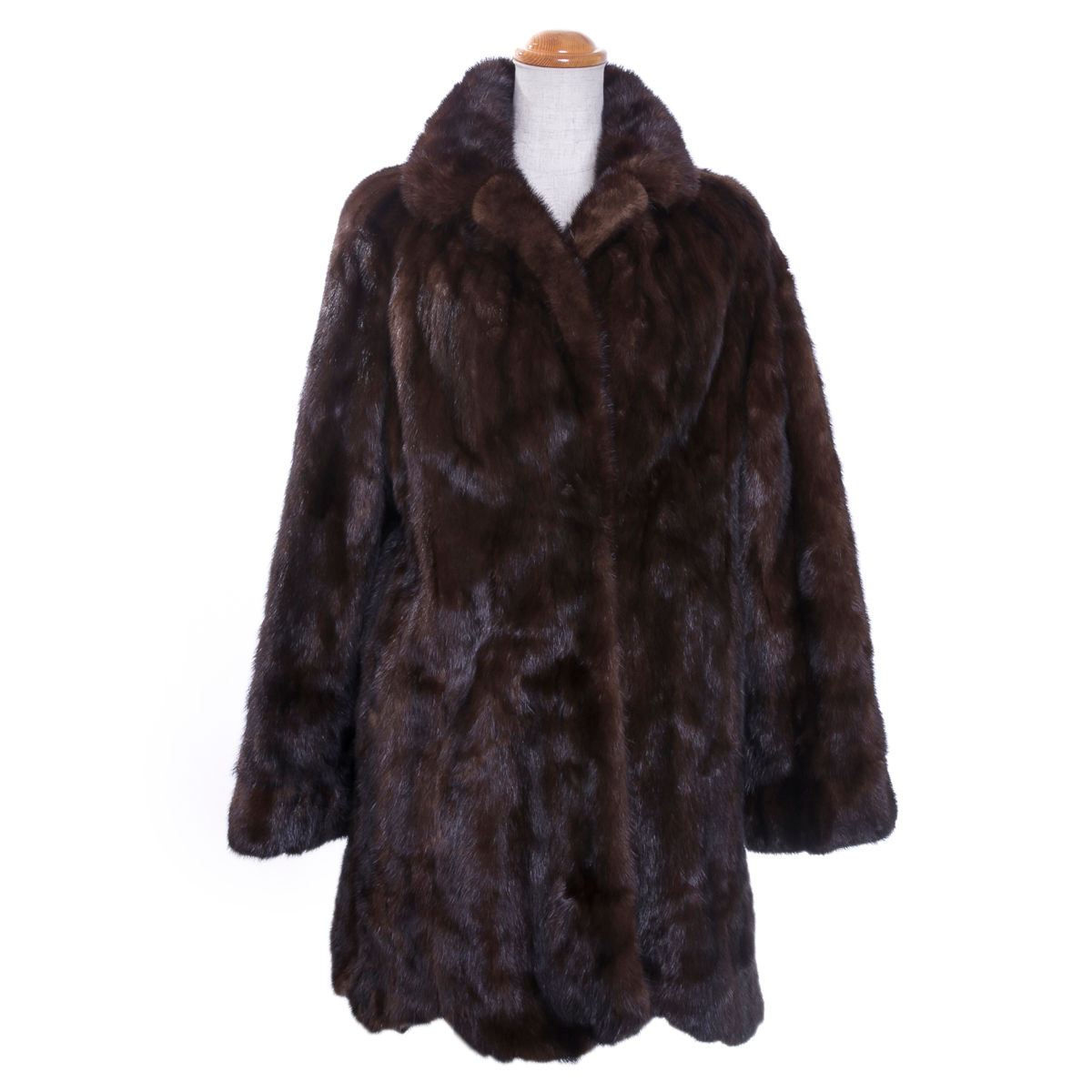 コート レディース 毛皮  ミンク（推定） ミディアム ダークブラウン