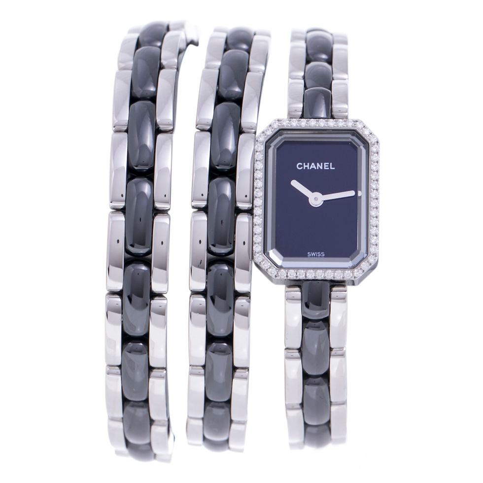 シャネル 時計 レディース プルミエール トリプルブレスレット H3058 ダイヤベゼル シルバー×ブラック CHANEL