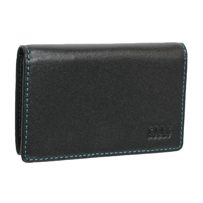 エルオム 名刺入れ カードケース シープスキン ブラック/ブルー ELLE HOMME