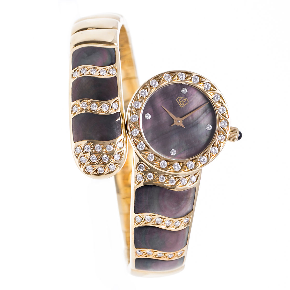 カラチ 時計 レディース バングルウォッチ K18YG×ダイヤ×マザーオブパール CARATI