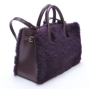 サムネイル： 【値下げしました】バレンシアガ パドロック ヌードミニ 2wayバッグ ファー×カーフ ワインカラー BALENCIAGA