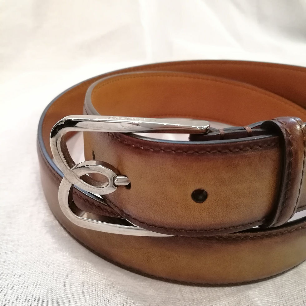 サムネイル： Berluti ベルルッティ スクリッドカリグラフィ Bボリュート レザーベルト YELLOW BROWN