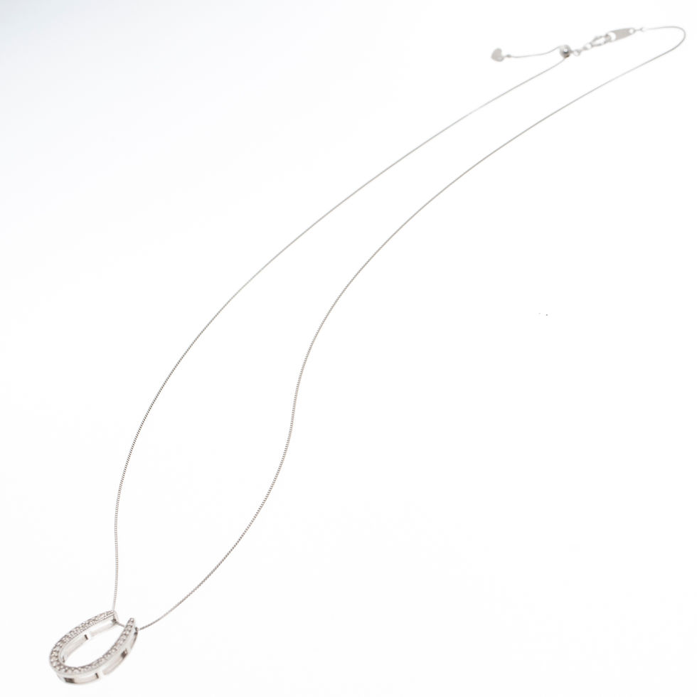 サムネイル： ネックレス ペンダント ダイヤモンド パヴェ K18WG 馬蹄 ホースシュー ラッキーチャーム