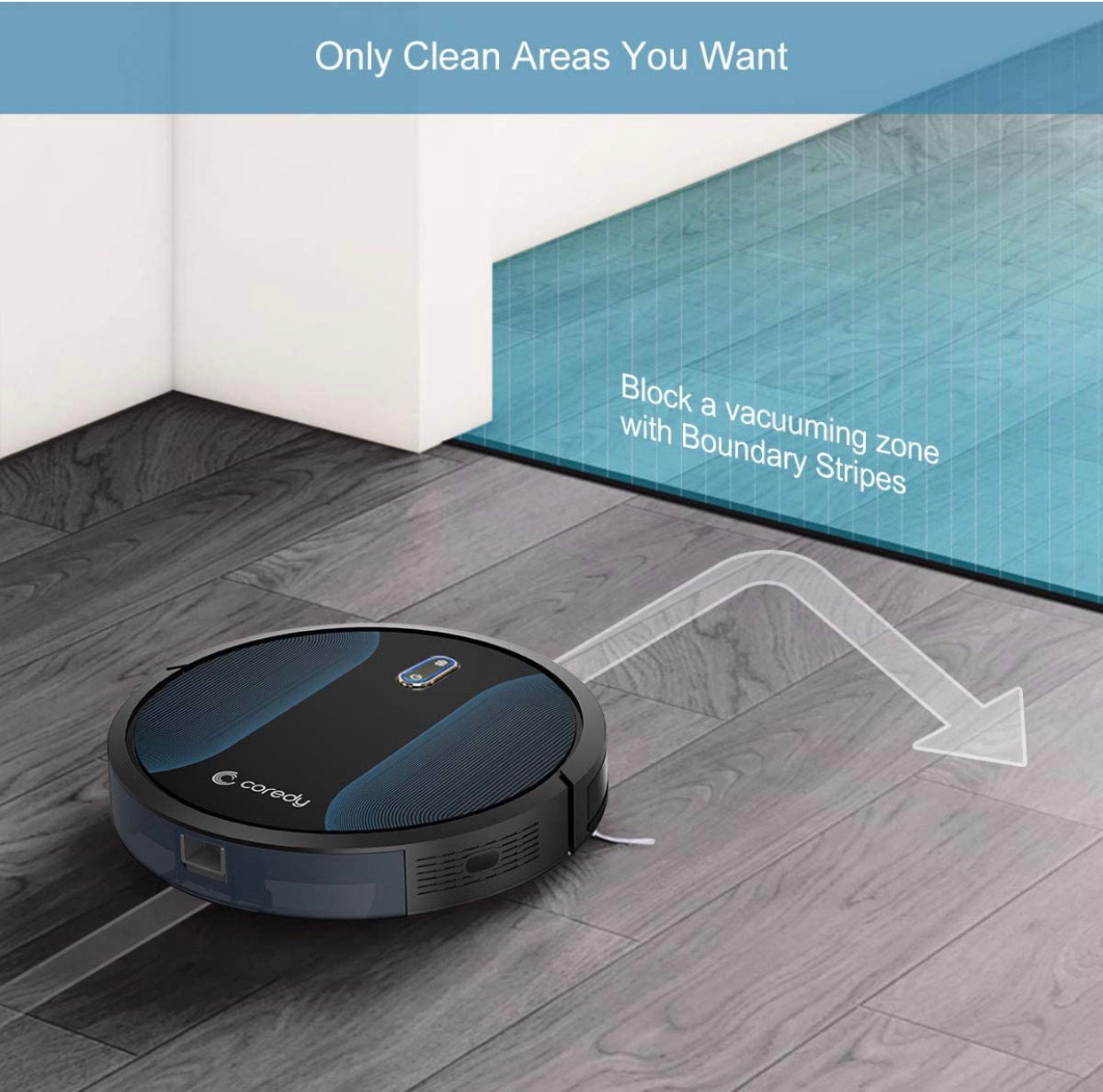 Coredy Robot Vacuum Cleaner, Fully Upgraded, Boundary Strip Supported, 360° Smar