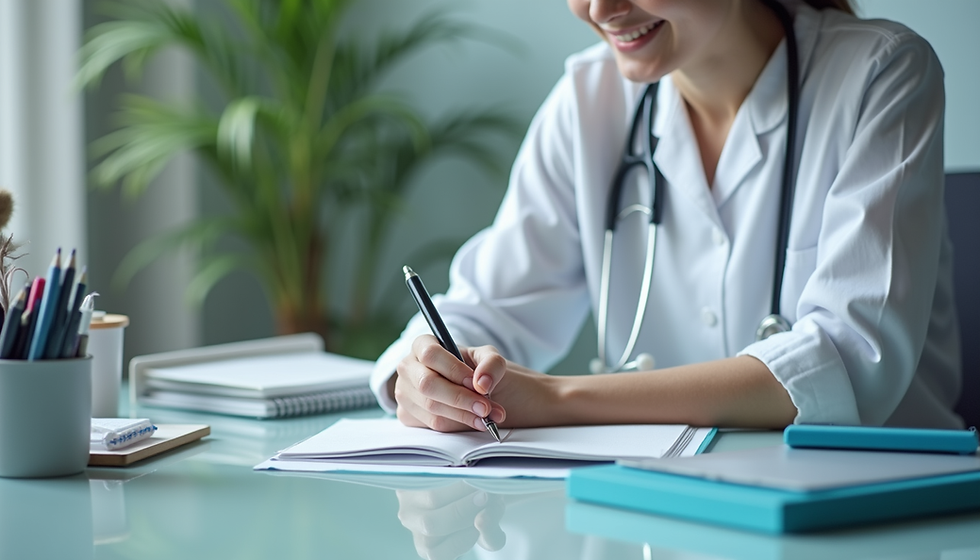 Nurse’s organized workstation with stress-relief tools