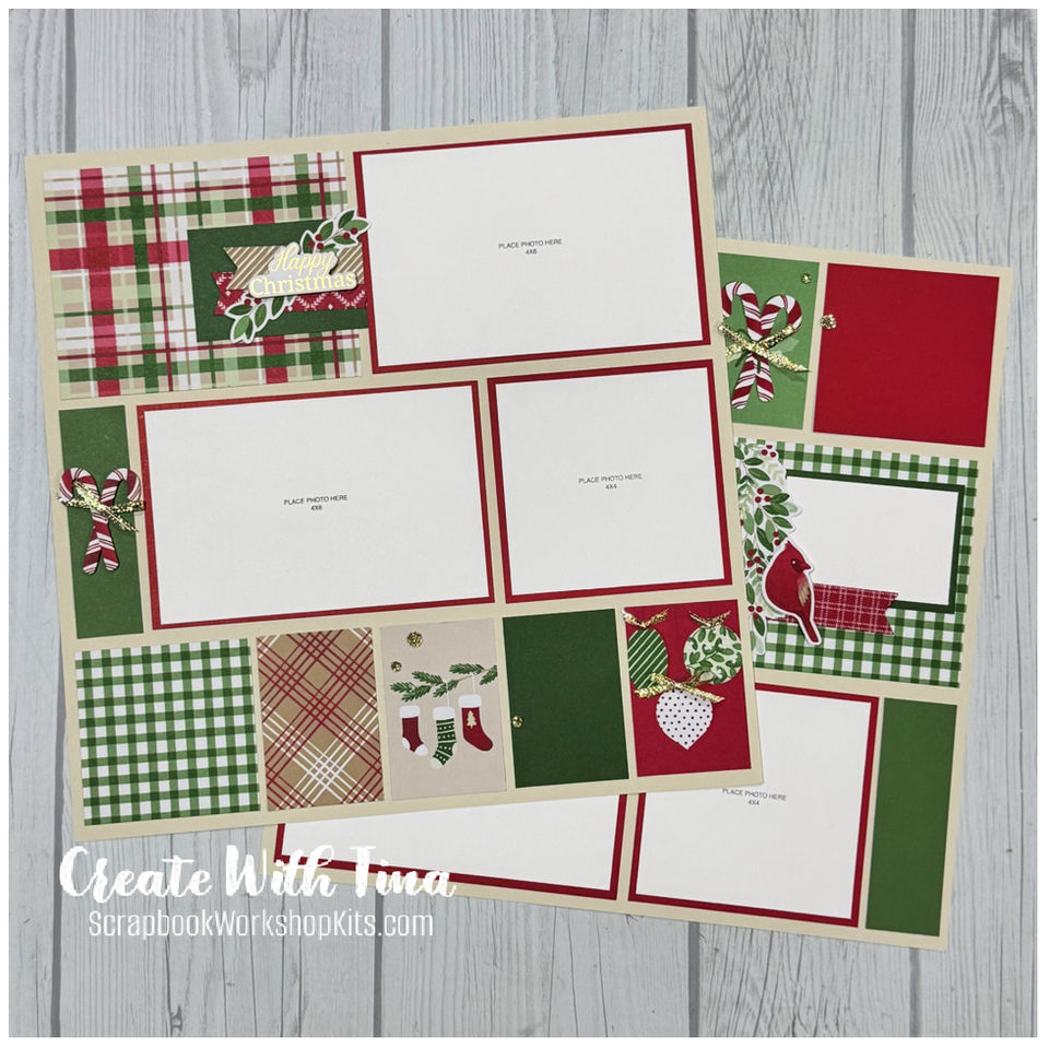 Pre-cut 12x12 Christmas scrapbook layout from the Christmas Tags & More Scrapbook Kit.