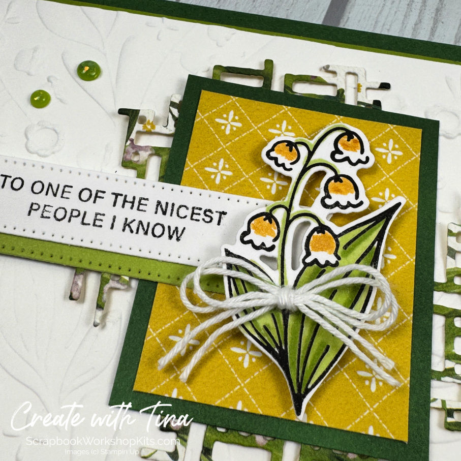 Baby flowers and layered die cuts from the Lily of the Valley Bundle.