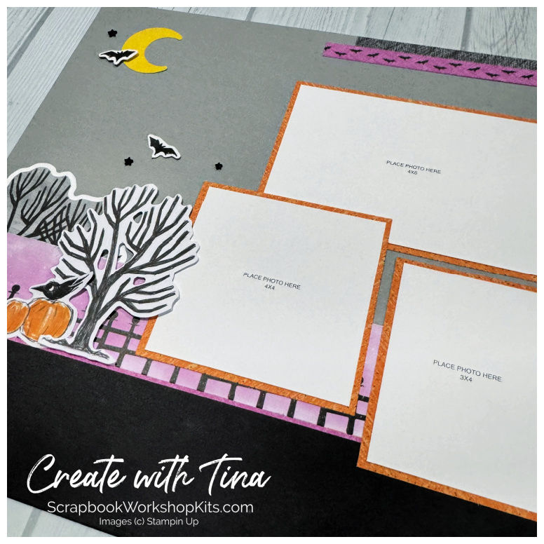 Spooky Sweet scrapbook kit with designer paper, stickers, and gems for embellishing pages.