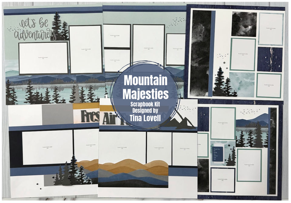 Collage of all 6 layouts showing mountains, hills and trees