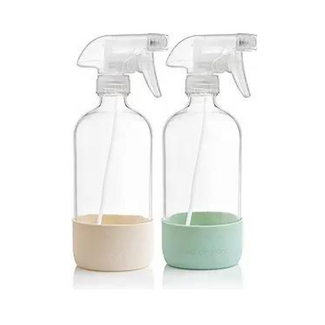 Vine Creations Glass Spray Bottles for Cleaning Solutions, Clear Glass Spray Bottle with Silicone Sleeve, 16 oz Empty Spray Bottles for Cleaning, Plant Spray Bottle, Cleaning Spray Bottle - 2 Pack