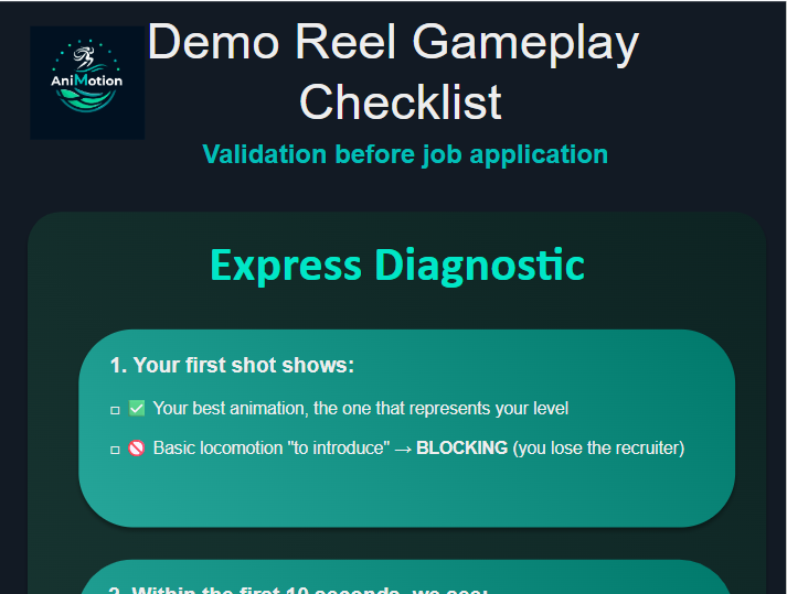 Checklist Demoreel Gameplay