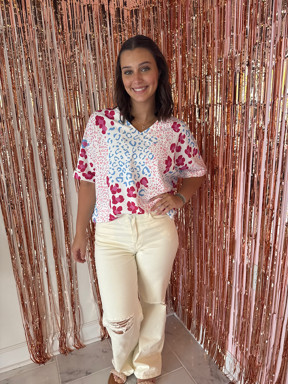 Leopard print satin blouse 