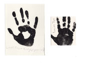 Hand prints by Riley, 6 and Lucien, 3.
