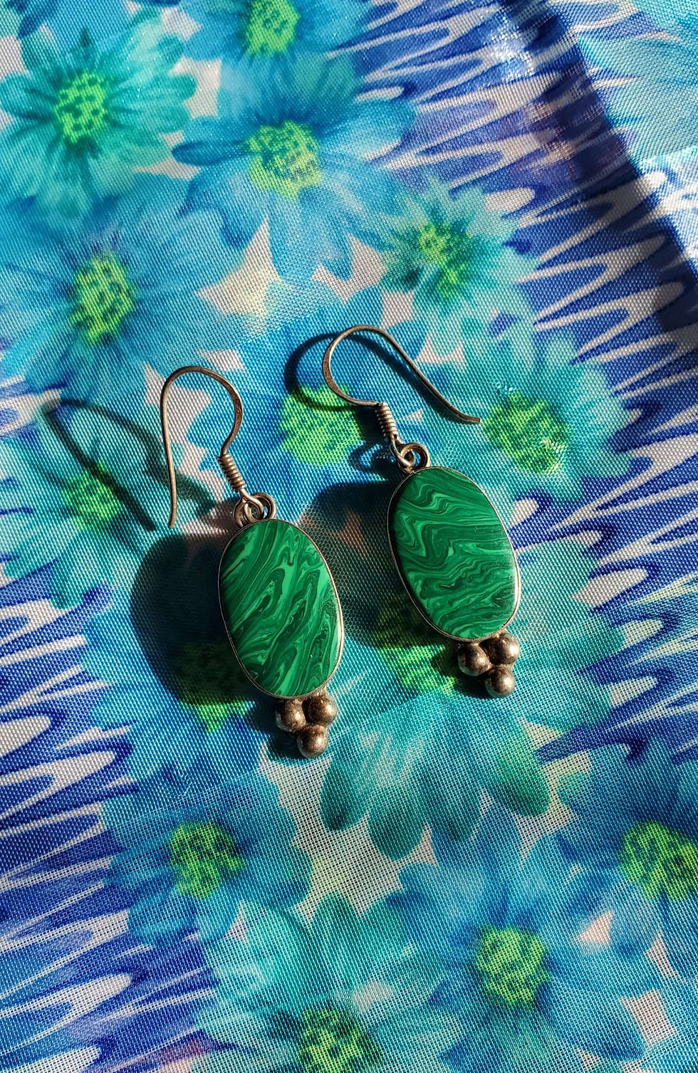 Thumbnail: Vintage Sterling Malachite Taxco Set