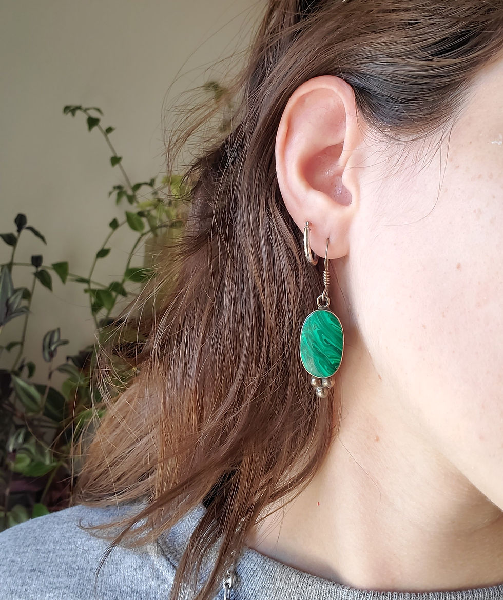 Thumbnail: Vintage Sterling Malachite Taxco Set