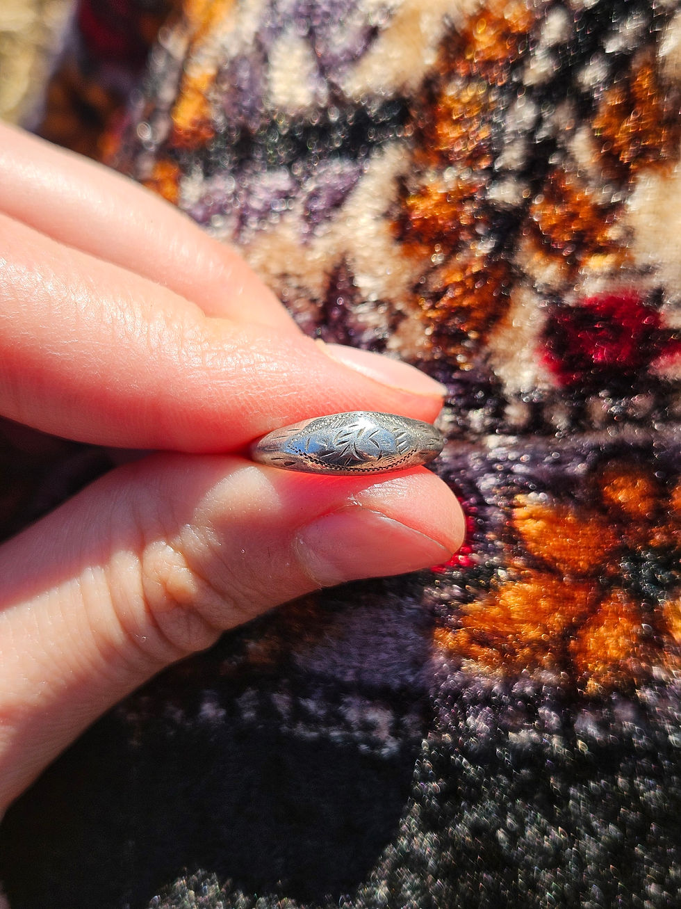 Thumbnail: Petite Vintage Engraved Sterling Dome Ring - 4.5