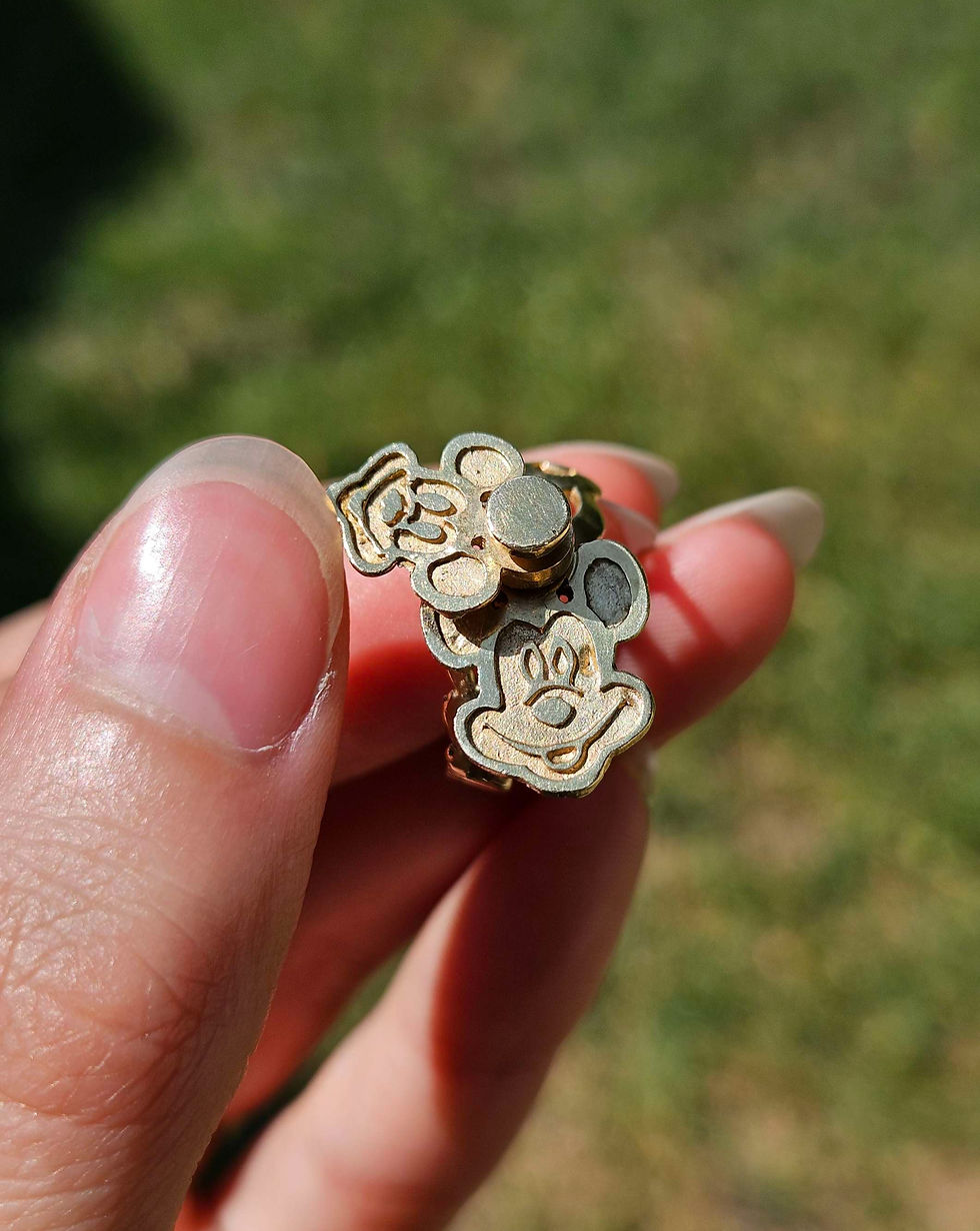 Thumbnail: Vintage 10K Yellow Gold Mickey Mouse Spinner Ring - 6.5