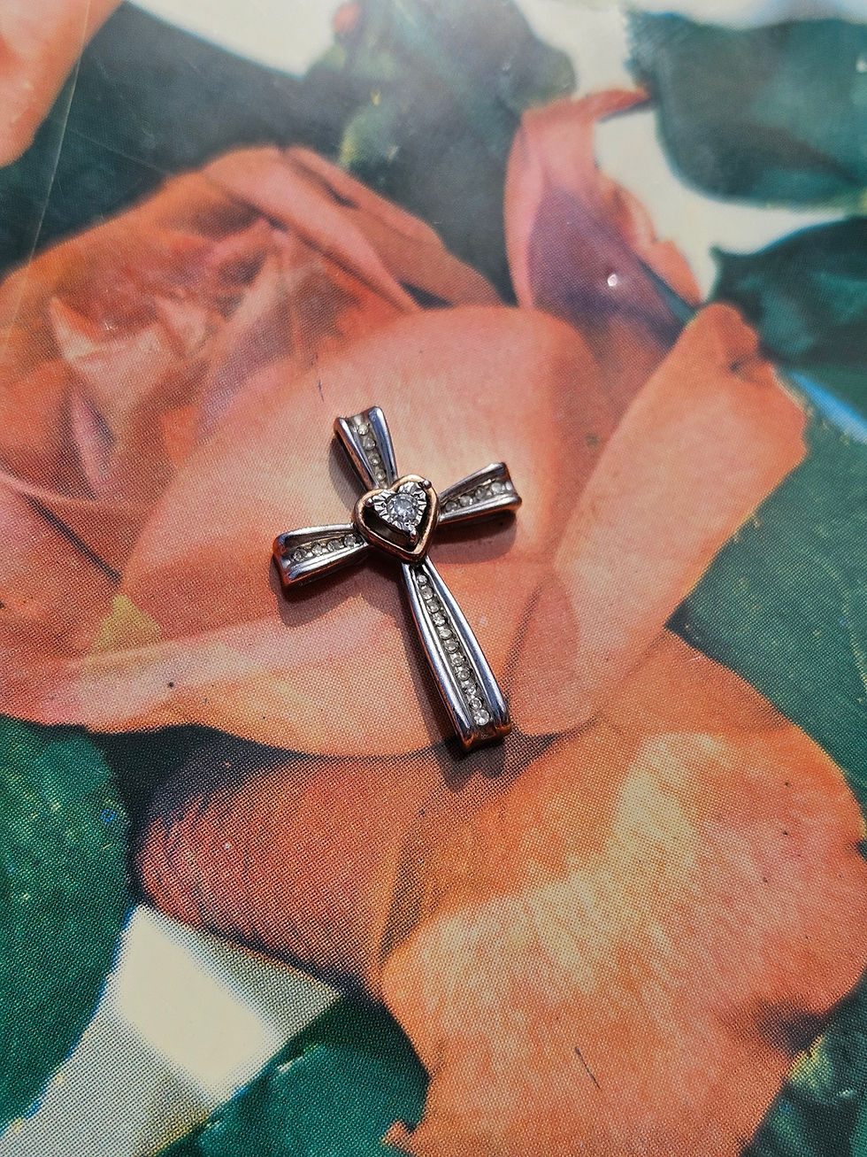 Thumbnail: Sterling & 10K Gold Diamond Cross Pendant 