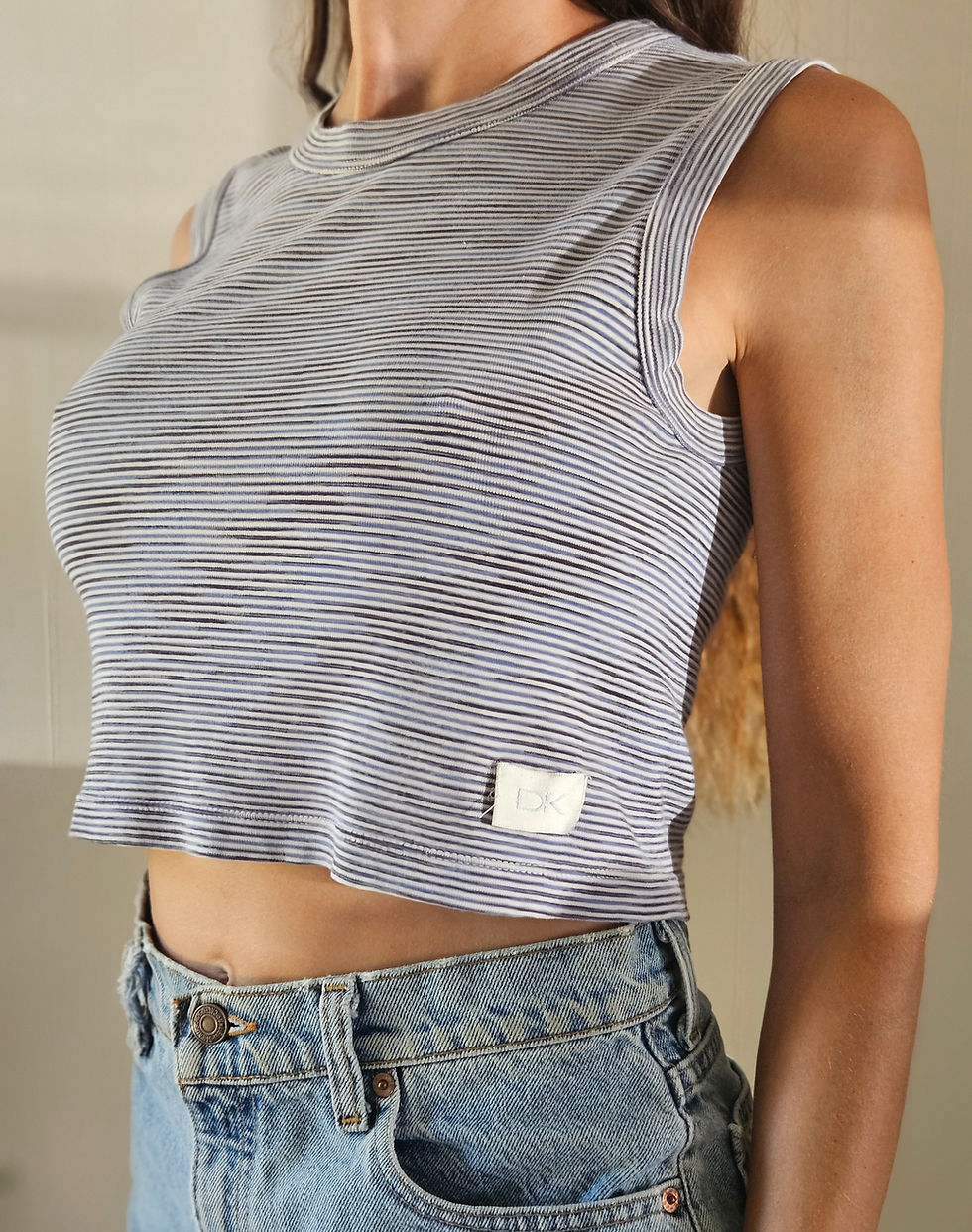 Thumbnail: 1990s Blue Striped Cotton Crop Tank
