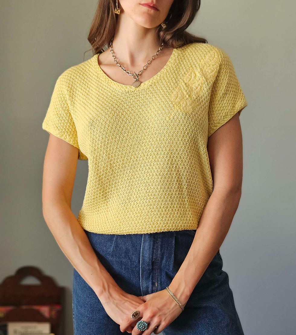1990s Yessica Pastel Yellow Knit Blouse