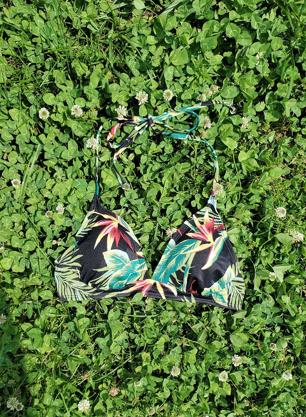 1990s Tropical Floral Bikini Top - M