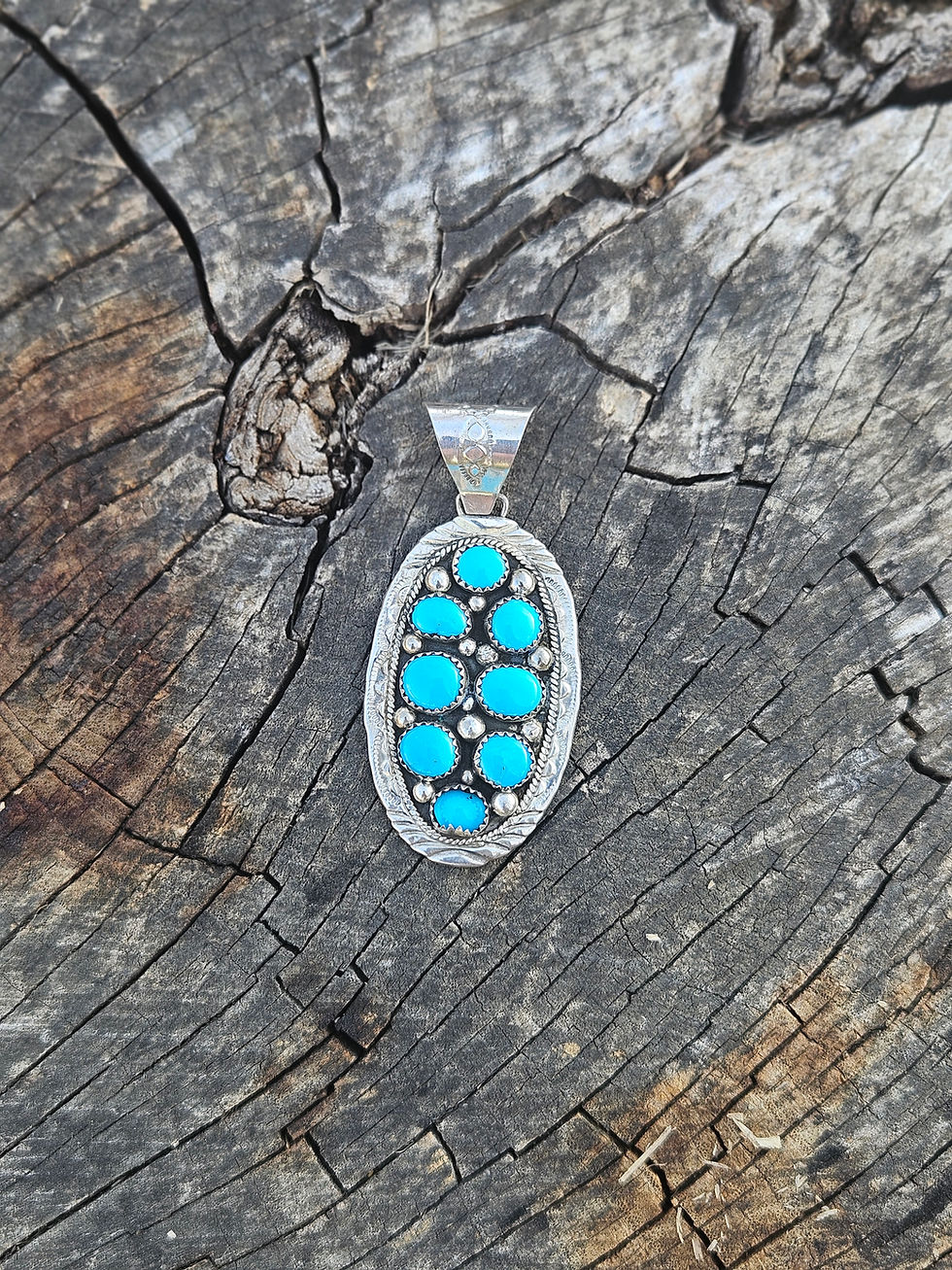 Thumbnail: Vintage Navajo Sterling & Turquoise Cluster Statement Pendant 