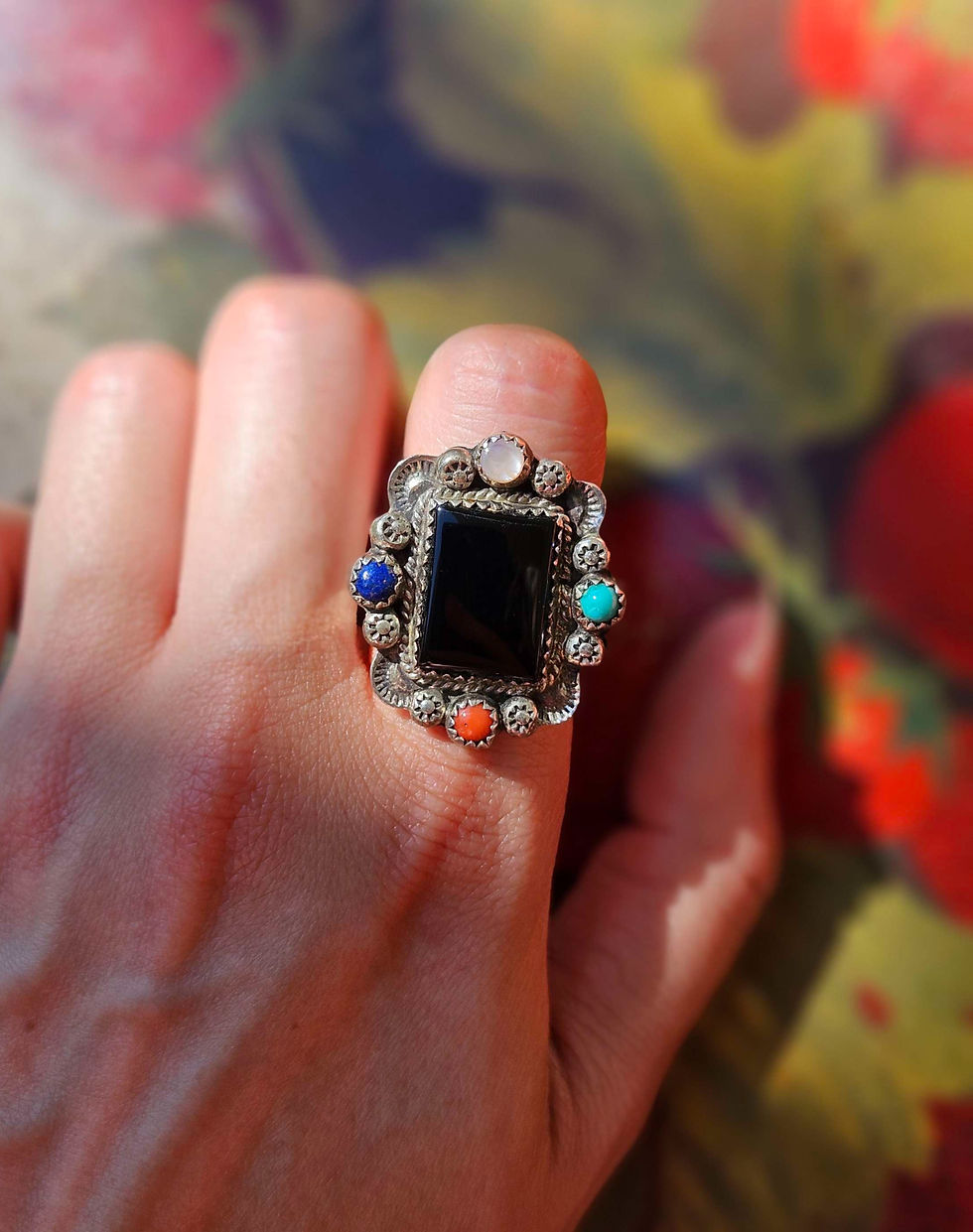 Sterling Multi-Stone Statement Ring - 7