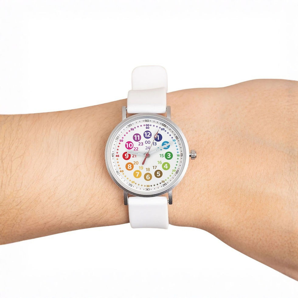 Miniaturbild: Wanapix Kinderarmbanduhr mit weißem Silikonarmband (Testmodell) – rainbowatch©