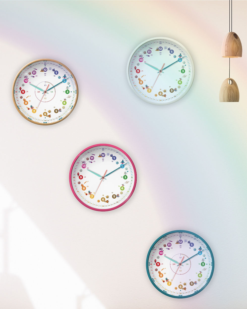 Miniaturbild: Weltraum Monster Lernuhr als Wanduhr für Kinder von rainbowatch©