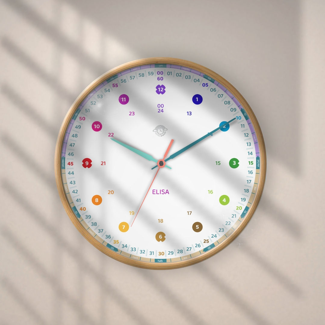 Minimalistische Wanduhr für Kinder von rainbowatch©
