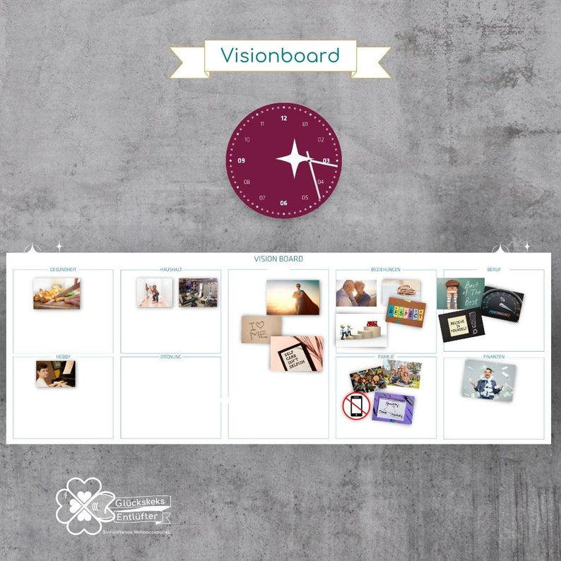 Miniaturbild: Edles Visionsboard als Hilfe zur Zielvisualisierung und Zielsetzung / Neujahrsvorsätze, Veränderungen, Ziele planen