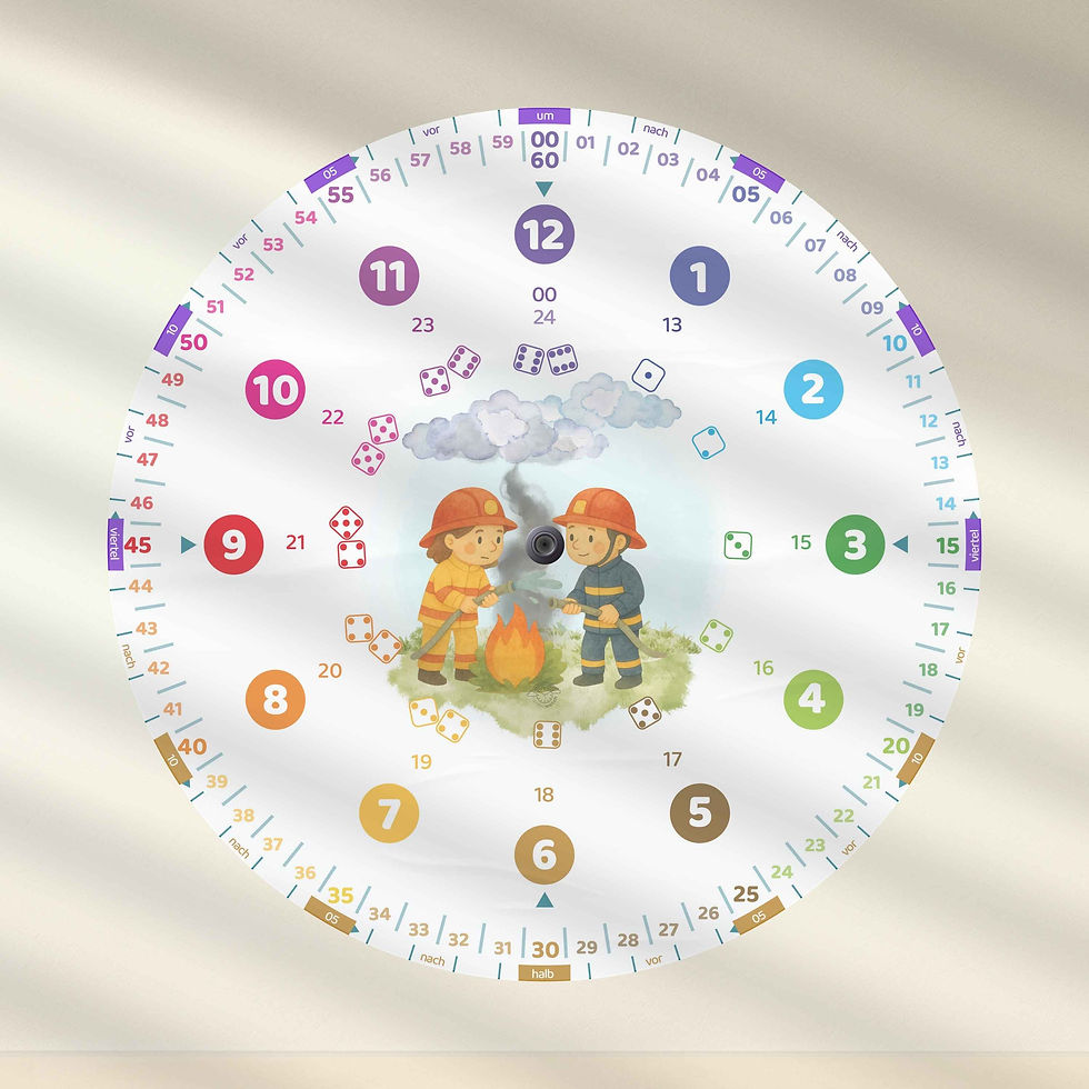 Miniaturbild: Lernuhr-Zifferblatt-Sticker – rainbowatch© 24-h im Wunschformat