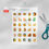 Miniaturbild: A4-Stickerbogen bunt mit 30 Tier-Illustrationen, daneben Schere und Lineal auf Schreibtisch
